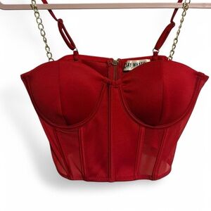 Chic Red Top with Gold Accents